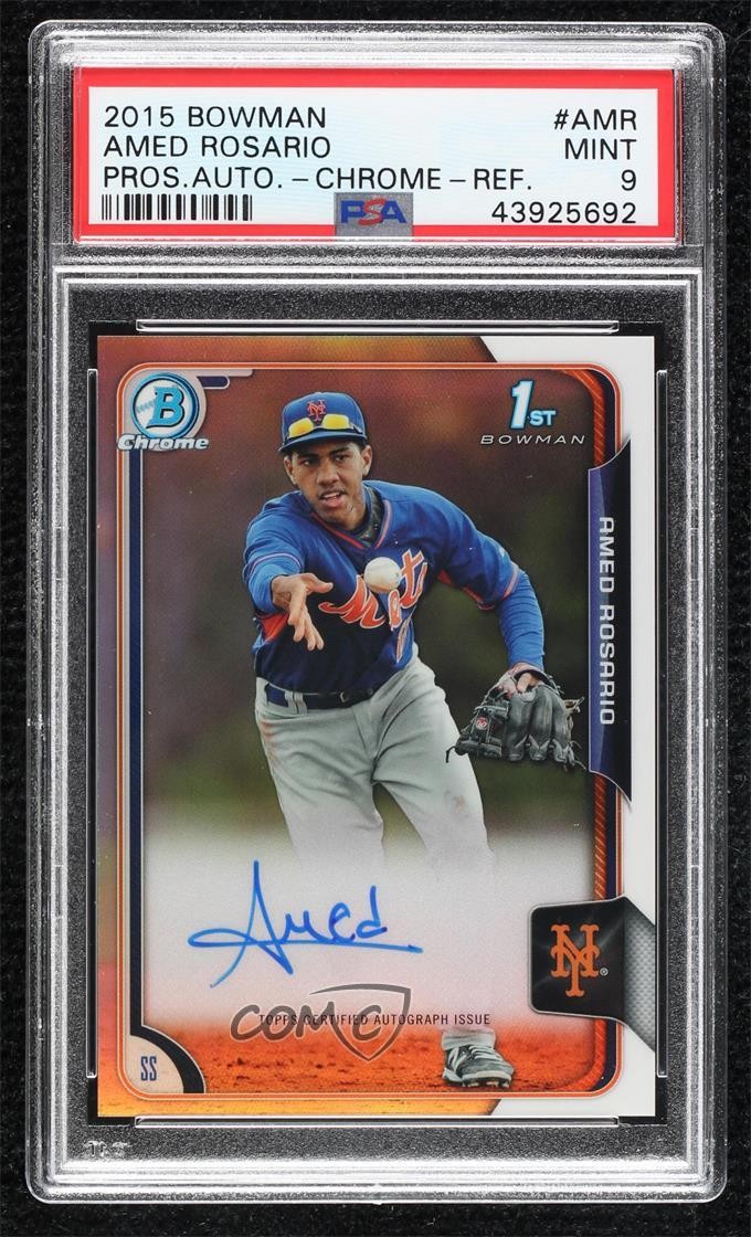 2015 Bowman Chrome Prospects Refractor 14/499 Amed Rosario PSA 9 MINT Auto 03ug