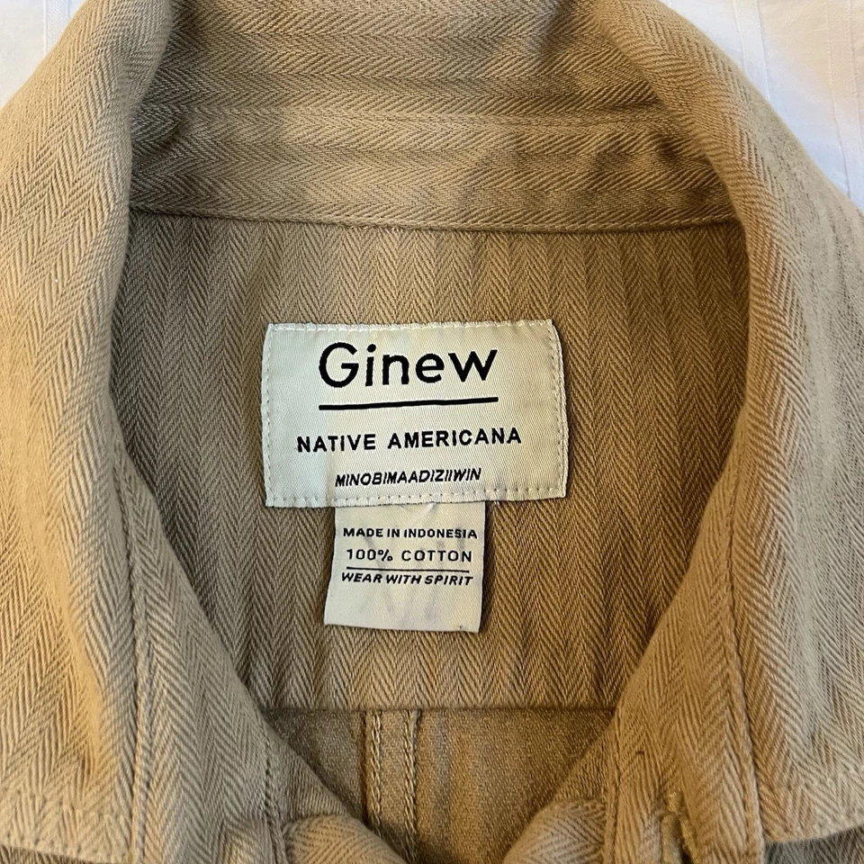 Ginew Canvas Barn Jacket Khaki Tan Brown Herringbone Size Small Long Sleeve - Image 2 of 4