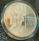 2021  Merry Christmas  American flag Santa  1oz .999 Silver Round in capsule ￼NR