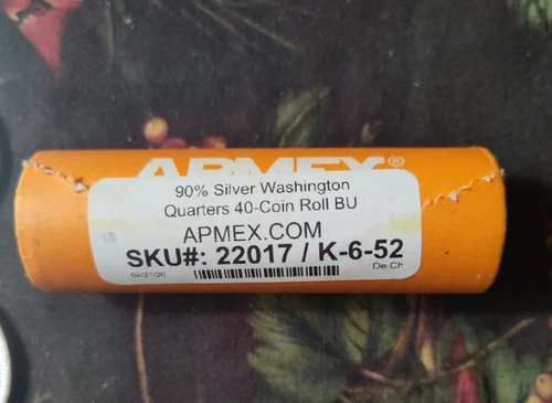 1964 US 90% Silver Washington Quarters 40-Coin Roll BU APMEX