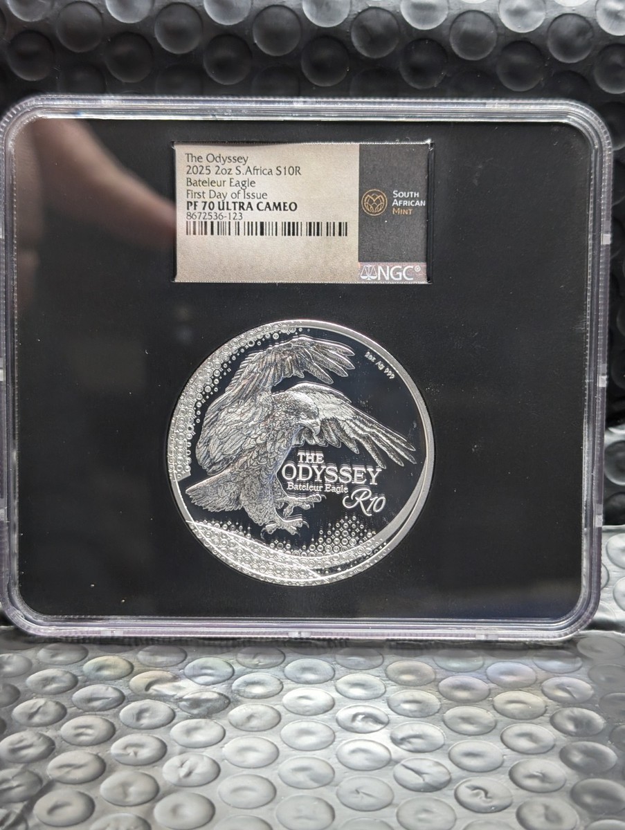 2025 PF 70 ULTRA CAMEO S. Africa 2-oz Silver The Odyssey Bateleur