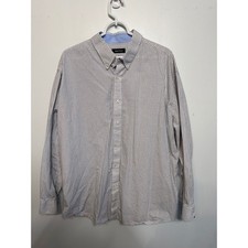 Nautica Mens Blue White Micro Check Button Down Shirt Long Sleeve Regular Fit