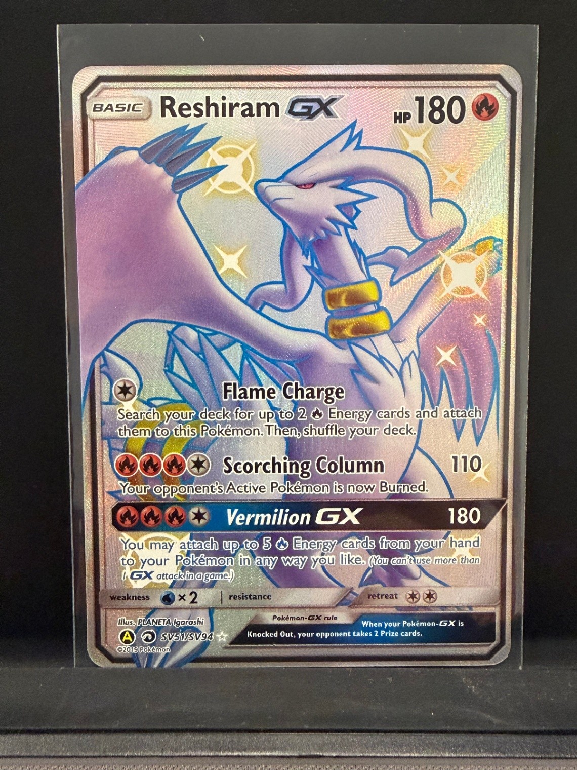 Reshiram GX Shiny Holo Rare Hidden Fates: Shiny Vault SV51/SV94 Fire Holofoil Po