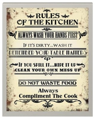 RULES OF THE KITCHEN - SPILL IT - WIPE IT - CLEAN UP - FRAMED PICTURE 119-G
