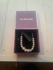 Image of Jon Richard Pearl Bracelet Fashion Jewelry Cream Silver Beaded Women Brand New