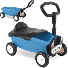 2-in-1 Toy Wagon for Toddlers 1-3, Kids Pull-Along with Removable Seat and Adjus