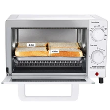 4 Slice Countertop Toaster Oven with 3 Settings, includes baking rack and pan