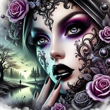 5D Gothic Diamond Painting Kits for Adults, Beautiful Woman Landscape Diamond...