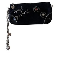 Kathy Van Zeeland Women's Heart Breaker Charms Crest Black Velvet Handbag