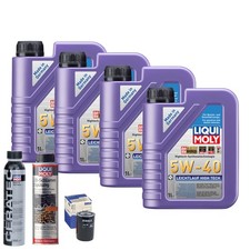 Motoröl 5W40 LIQUI MOLY High Tech 4L+MAHLE Ölfilter +Ölschlammspülung +Cera Tec