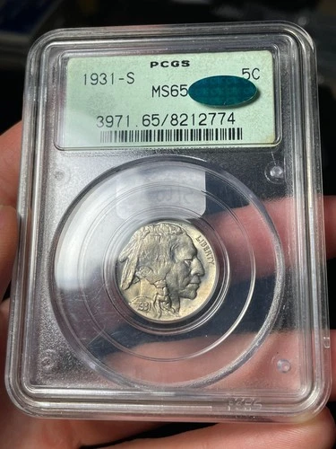 1931-S PCGS MS65 CAC Buffalo Nickel Old Green Holder