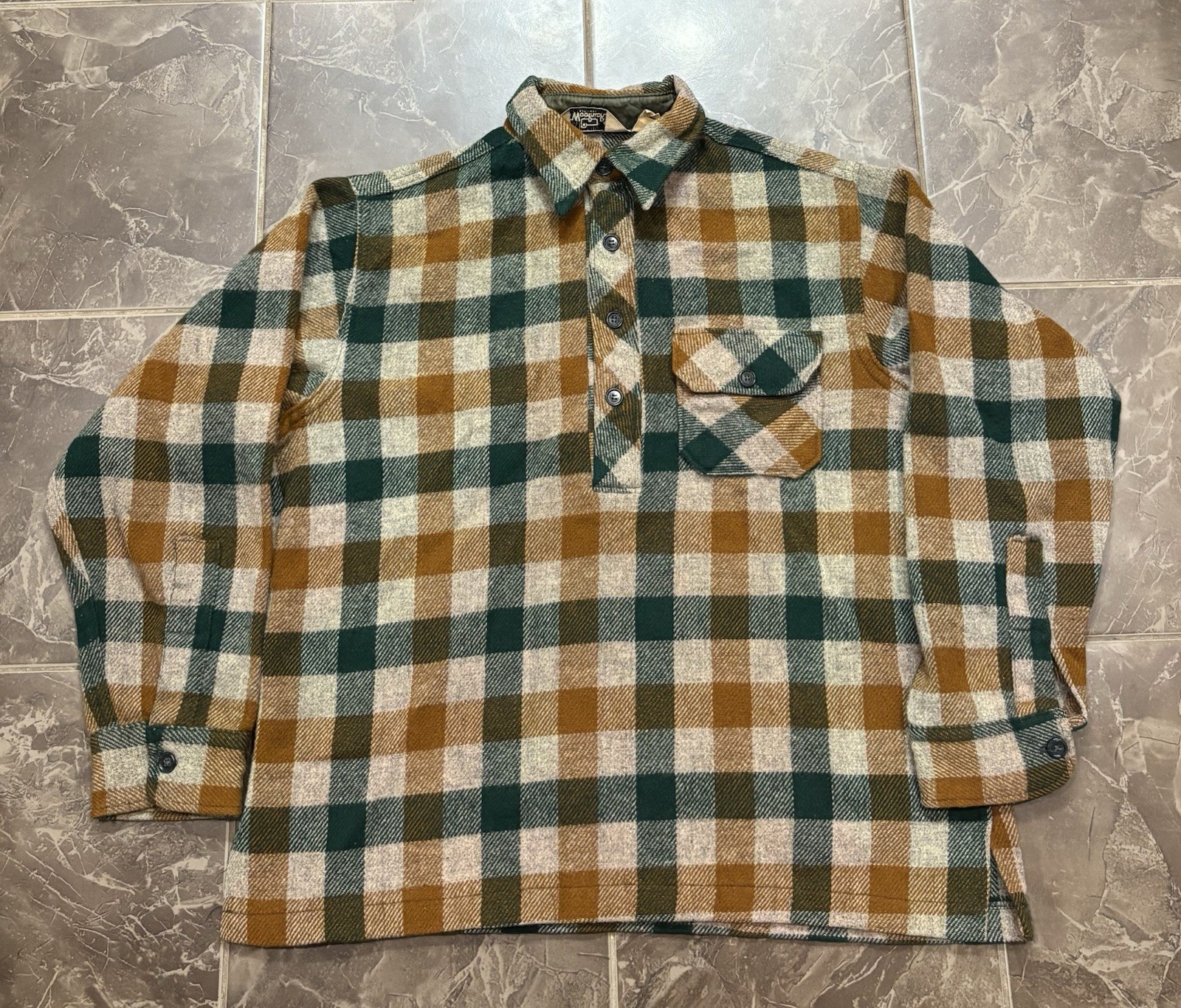 Vintage Woolrich Green Plaid Wool Shirt Men’s Size L