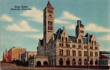 Vintage Union Station Nashville TN Linen Postcard by Capitol News Co.