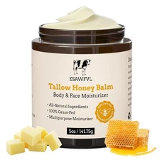 Natural Beef Tallow for Skin Grass-Fed Whipped Beef Tallow and Honey Balm 5oz