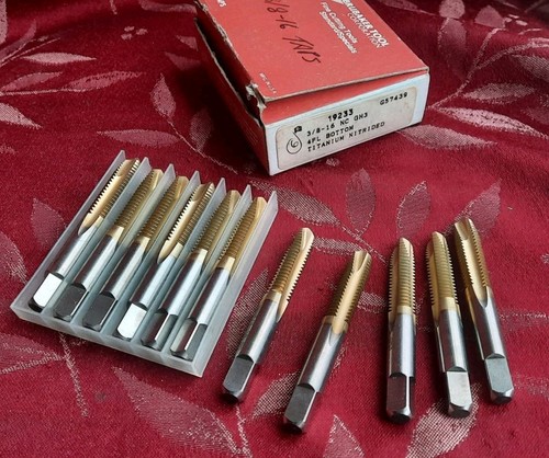 Lot Of (11) BRUBAKER TOOL 19233 3/8-16 NC GH3 4FL BOTTOM TITANIUM NITRIDED - Picture 1 of 6