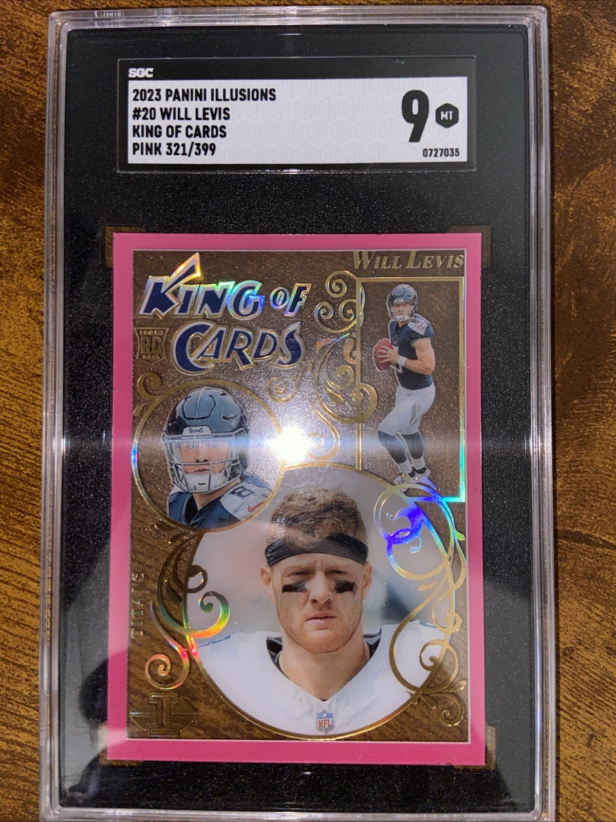 2023 Panini Illusions Will Levis King of Cards Pink (RC) /399 #20 SGC 9