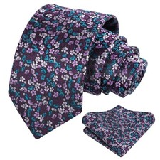 Mens 3.15inches Exquisite Floral Tie with Small Flower G142-purple teal