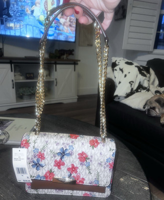 Michael Kors Jade floral MK Signature small crossbody bag, chain strap, magnetic