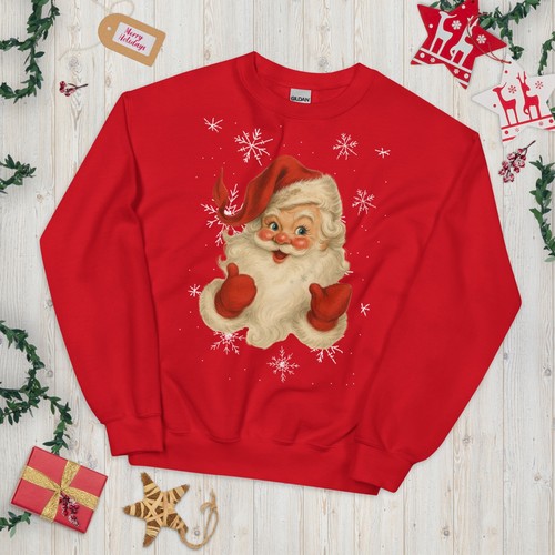 Vintage Christmas Sweatshirt - Unisex Retro Holiday Crewneck - Classic Red - Picture 6 of 15