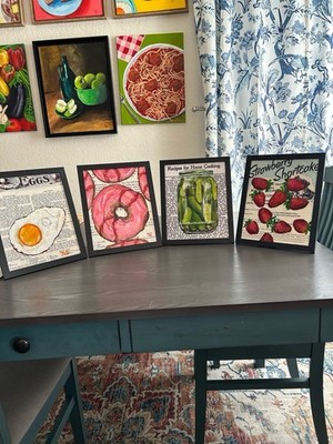 Kitchen Wall Art Set Food Paintings Country Farmhouse Decor 4 Piece 8x10