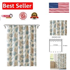 72x72 Inches 3D Printed Marine-Themed Shower Curtain with Hooks - Ivory Elegance