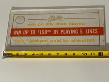 Rare Bally 5 Lines  Vintage Slot Machine Glass 1960]s for LIghted Topper