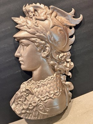 Vntg Lrg Cast Aluminum Metal Wall Plaque Greek Roman God Athena By Royal Gothic