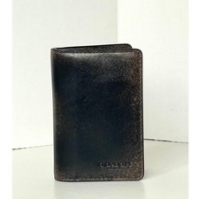Coach Bifold ID Card Case CEU95 Mens Black Brown Loved Leather Wallet