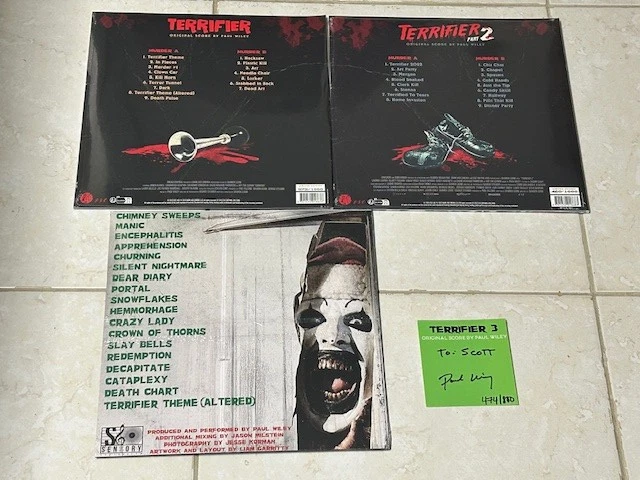 Paul Wiley - Terrifier 1, 2 & 3  soundtrack LP's. New/sealed 2023 ESC Lab number - Image 2 of 4