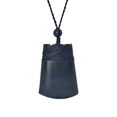 81stgeneration Anhänger Halskette Toki Klinge Geschnitzte Schwarze Nephrit-Jade