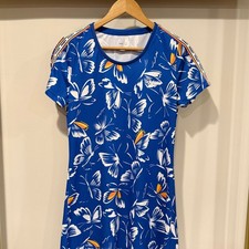 New adidas x Farm Rio SMALL Butterfly Print Mini Dress Blue Short Sleeves Scoop