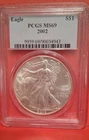 2002 Silver Eagle MS69 pcgs