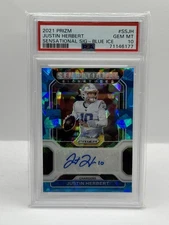 2021 Prizm Justin Herbert Sensational Sig Blue Ice PSA 10!! /75