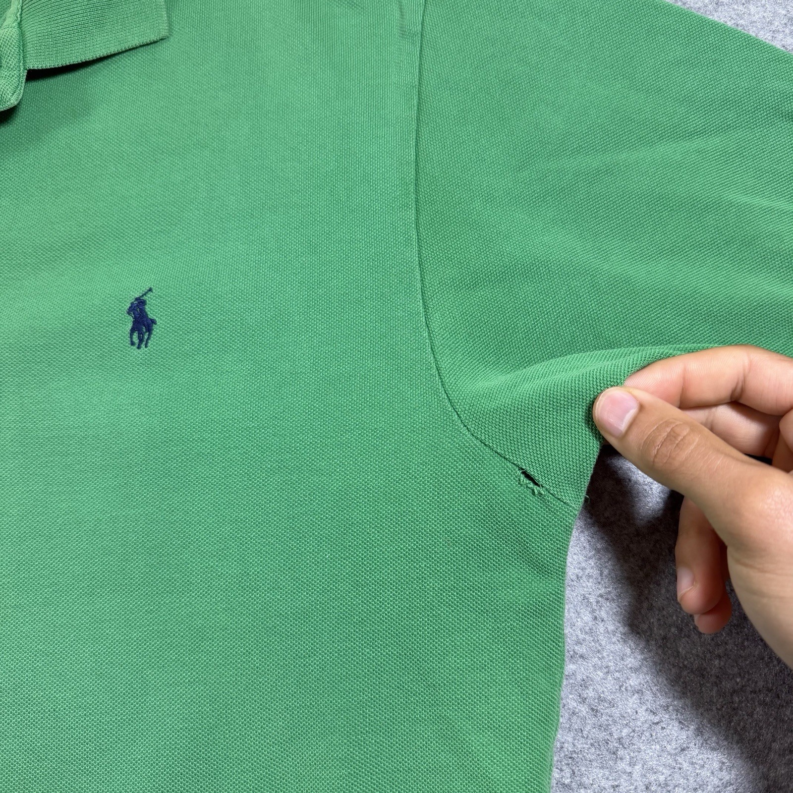 Vintage 80s Polo Ralph Lauren Polo Shirt Mens L Green Navy Cotton Classic SS thumbnail 6