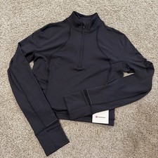 Lululemon It’s Rulu Run Cropped Half Zip Women’s Size 6 Black (Final Sale)