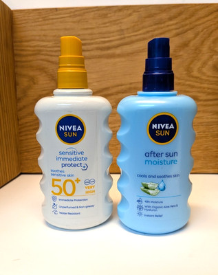 Nivea Sun LSF50 Sensitive Sonnencreme + After Sun Lotion 200ml Aloe Vera Bundle