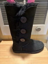 UGG Bailey Button Classic Tall Boots 1873 Button Black Triplet Size 7 Uggs