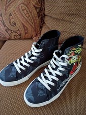Ed Hardy Still Life High Top Black Tiger Sneakers Size 11 - New, No Box