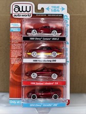 Auto World Deluxe 4 Pack Ultra RED CHASE Target Exclusive CAMARO, MUSTANG 2