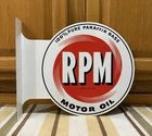 RPM Motor Oil Flange Sign 2 Sided Gas Garage Parts Vintage Style Wall Decor