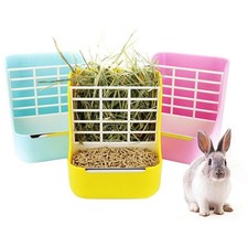 Plastic Pet Rabbit Hay Feeder Small Animal Hamster Less Wast Hay Rack Corner