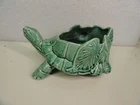 Vintage McCoy Green Turtle Planter Majolica Arrowhead Leaves 8”