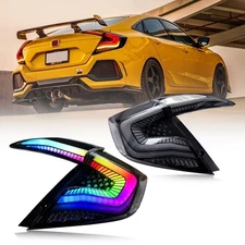LED RGB Tail Lights Fit For 2016-2021 Honda Civic  Sequential Rear Lamp Assembly