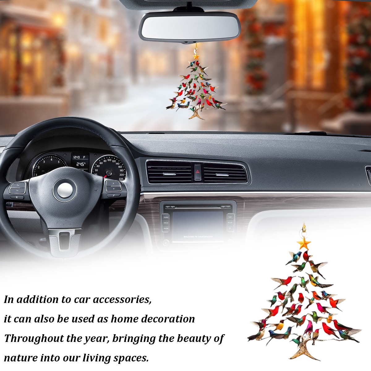 Hummingbird Christmas Ornament, Colorful Hummingbirds Tree Decor, Stacked..