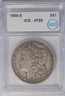 1899-S $1 Morgan Silver Dollar ICG VF20 ~