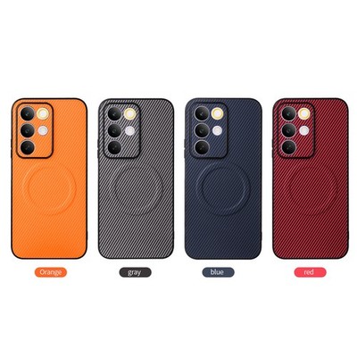 For Realme C85, Luxury Carbon Fiber Pattern Phone Case Wireless Charge Cover