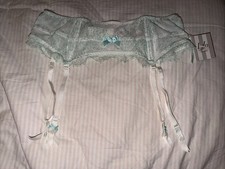 NWT Victoria's Secret I DO WEDDING GARTER BELT EMB WHT /AQUA Sz M/L