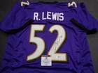 Ray Lewis / Autographed Baltimore Ravens Black Custom Football Jersey / COA