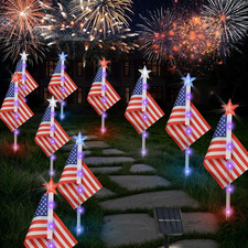 4th of July Decorations Outdoor American Flag Lights Red White Blue Stars Lights