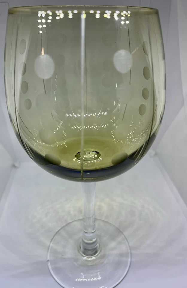 De colección Allegro Color Laura Cristal Globo Copas de Vino Marrón Verde Polkadot Foto 2 de 4